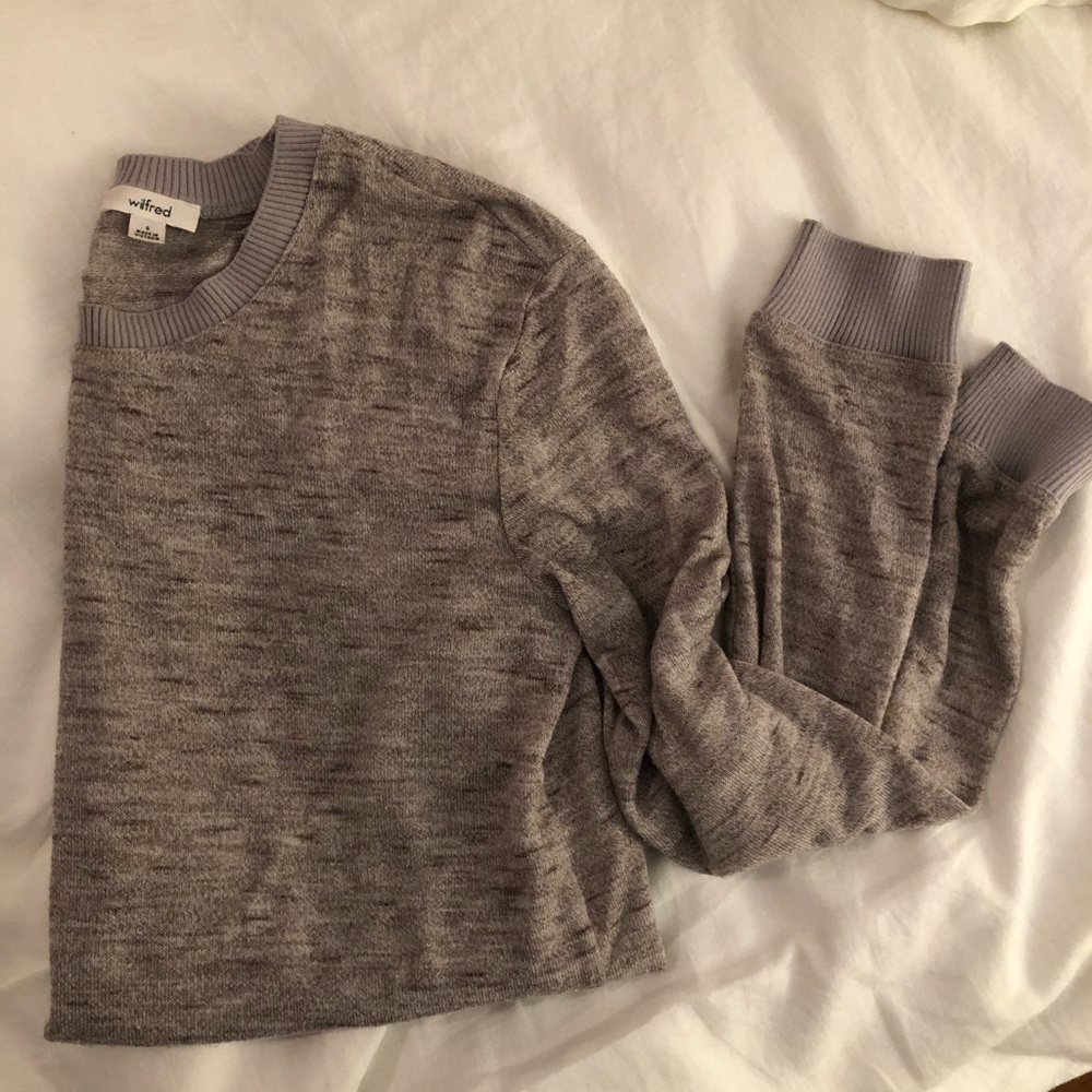 Wilfred Aritzia Light Grey Brown Sweater Ribbed S